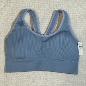 NWT Aerie Real Me Ribbed Seamless Bra Top Soft Blue - Size XL
